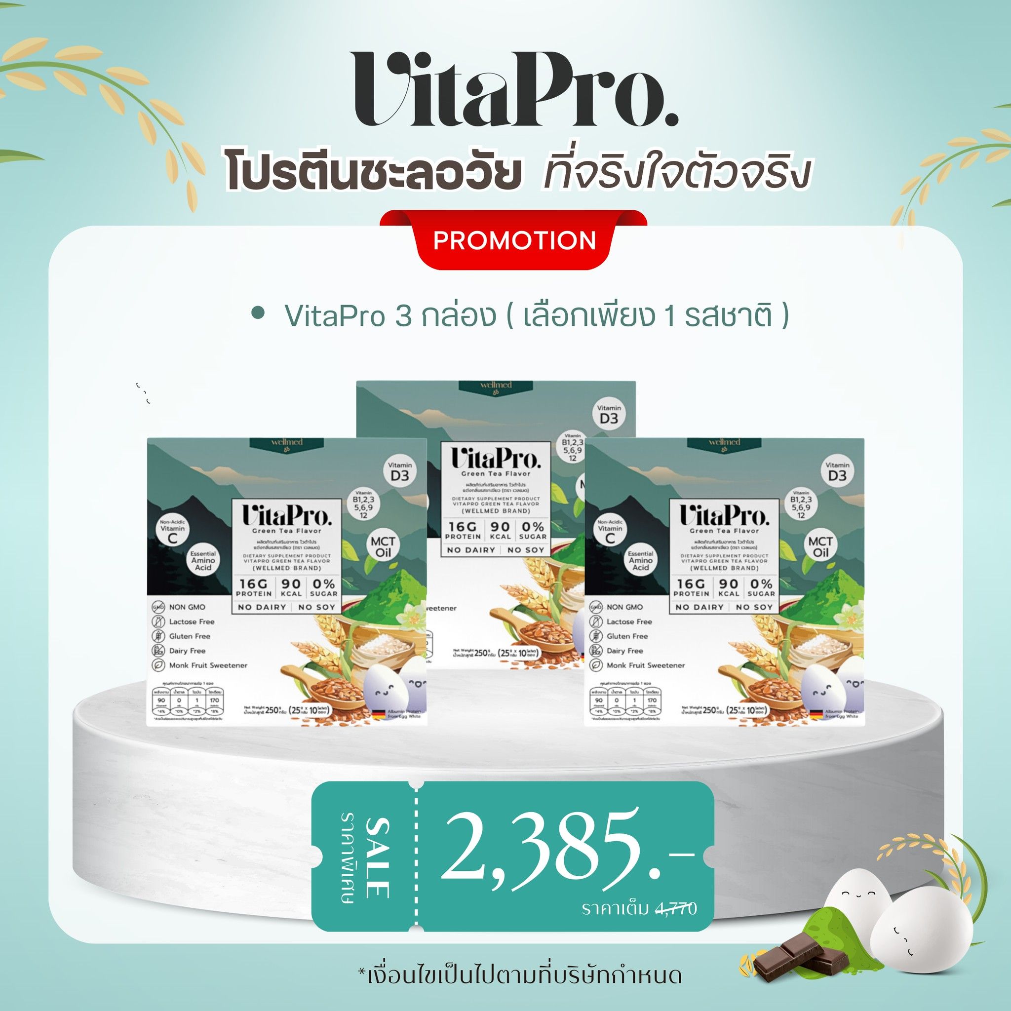 VitaPro 3 กล่อง (เลือกเพียง 1 รสชาติ)